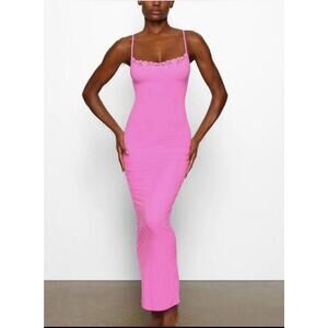 SKIMS "Soft Lounge" Hot Pink Long Slip Dress - Size XS - New With Tags
